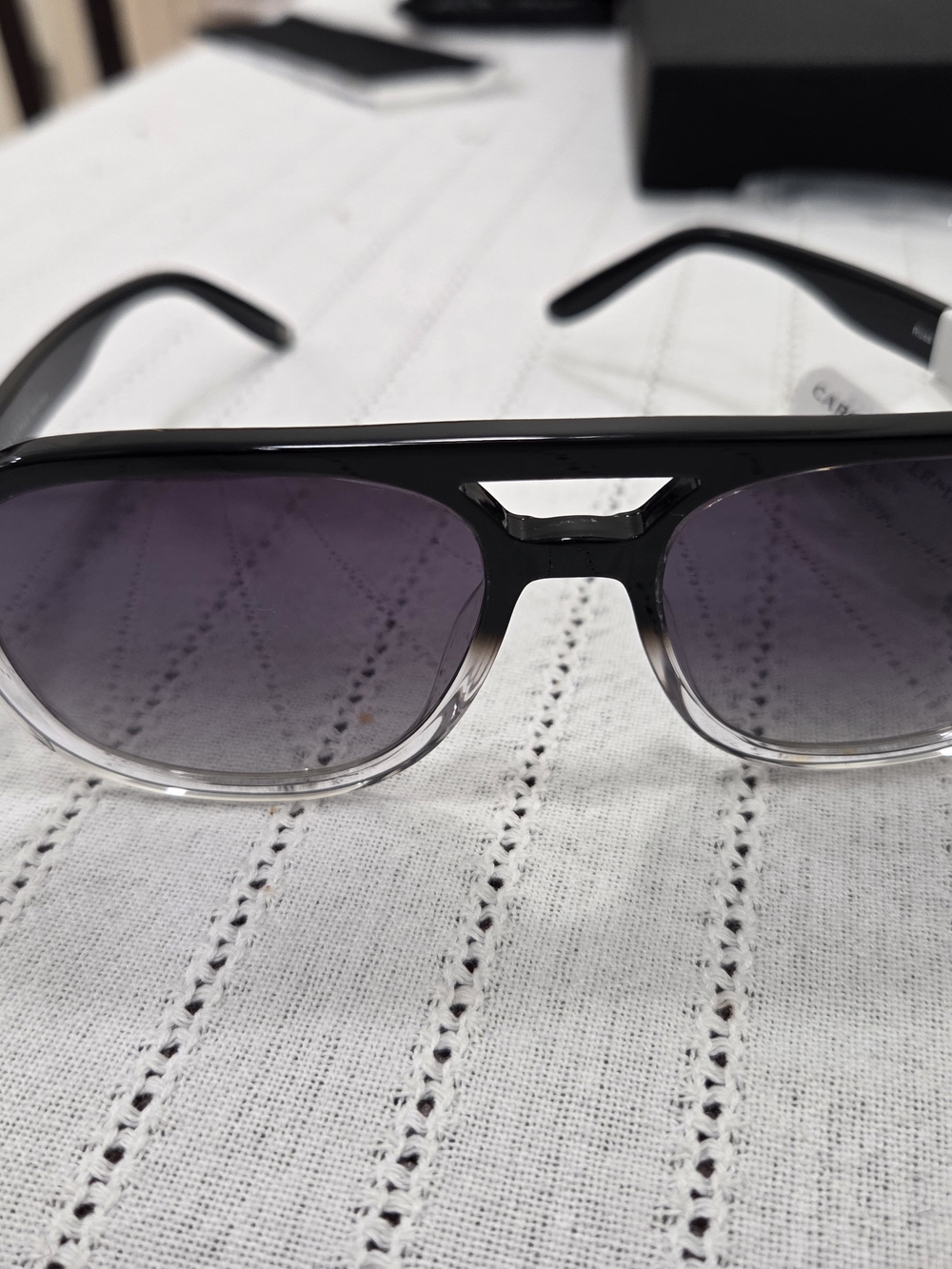 Black Gradient Lens Unisex Sunglasses - Black/Clear Frame Carolina Lemke NWT
